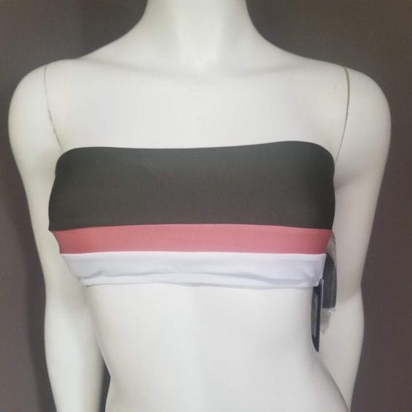 DKNY Colorblocked Bandeau Bikini Top  Moss Green Size Medium - Picture 2 of 10